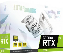 Zotac Gaming GeForce RTX 3070 Twin Edge OC White Edition, 8 GB GDDR6, HDMI, 3x DP (ZT-A30700J-10P)