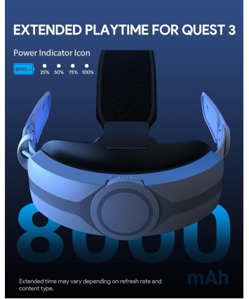 Elite Strap pro Quest 3 příslušenství,Battery Head Strap pro Oculus Quest 3,s baterií 8000 mAh pro další dobu hraní 4 hodiny